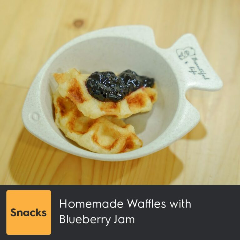 Homemade Waffles with Blueberry Jam-min